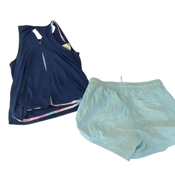 Athleta Girl navy Blue tank & farallon all play Activewear Set Size LARGE 12 - Picture 2 of 6